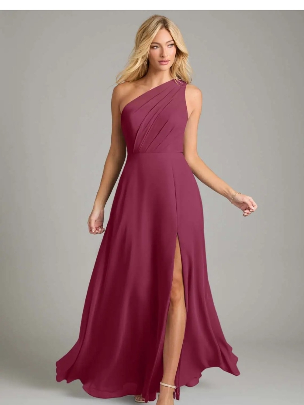 Azazie One-Shoulder Mulberry Phaedra Bridesmaid Dress